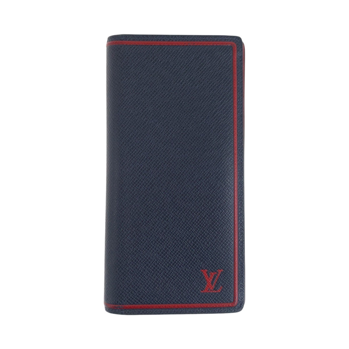 LOUIS VUITTON Long Wallet Purse M63434 leather Blue Marine Navy Red SilverMetal Taiga Portefeuille Braza