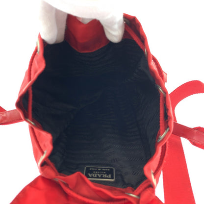 PRADA Backpack Nylon Red Silver Metal Test Triangle With logo