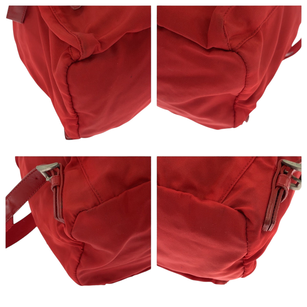 PRADA Backpack Nylon Red Silver Metal Test Triangle With logo