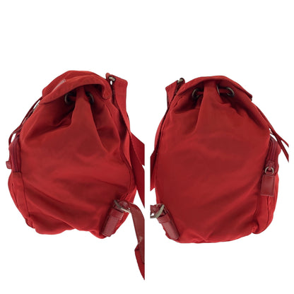 PRADA Backpack Nylon Red Silver Metal Test Triangle With logo