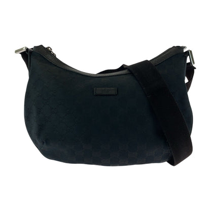GUCCI Shoulder Bag 181092 GG canvas Black SilverMetal