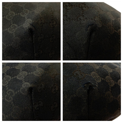 GUCCI Shoulder Bag 181092 GG canvas Black SilverMetal