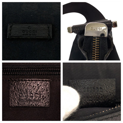 GUCCI Shoulder Bag 181092 GG canvas Black SilverMetal