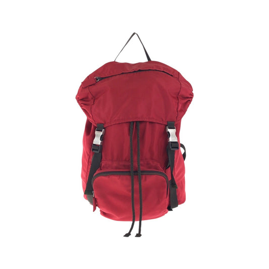PRADA Backpack Nylon Red Khaki SilverMetal Test Triangle With logo