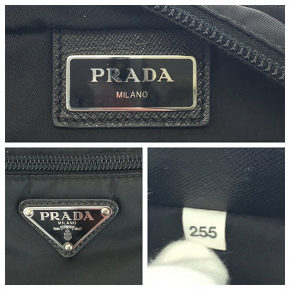 PRADA Shoulder Bag Nylon Black SilverMetal Test Triangle With logo