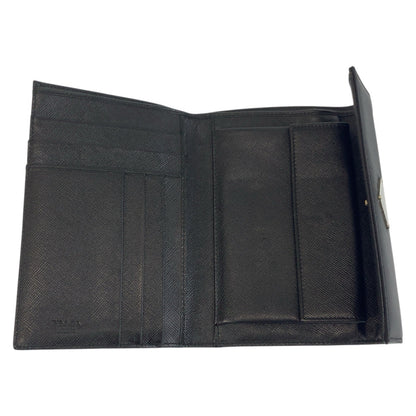 PRADA Tri-fold wallet Nylon Black SilverMetal Test Triangle With logo