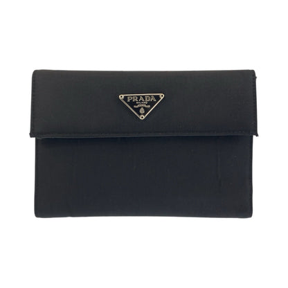 PRADA Tri-fold wallet Nylon Black SilverMetal Test Triangle With logo