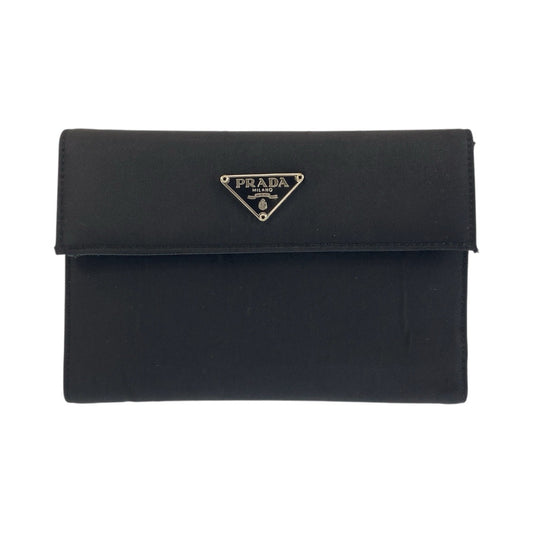 PRADA Tri-fold wallet Nylon Black SilverMetal Test Triangle With logo