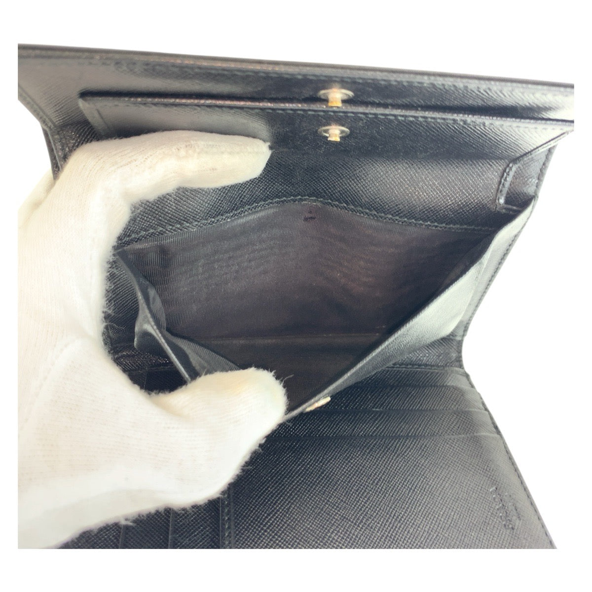 PRADA Tri-fold wallet Nylon Black SilverMetal Test Triangle With logo
