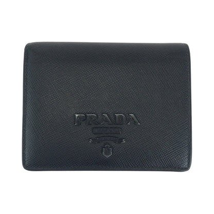 PRADA Bifold Wallet 1MV204 leather Black Black Metal Saffiano Shine logo
