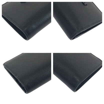 PRADA Bifold Wallet 1MV204 leather Black Black Metal Saffiano Shine logo