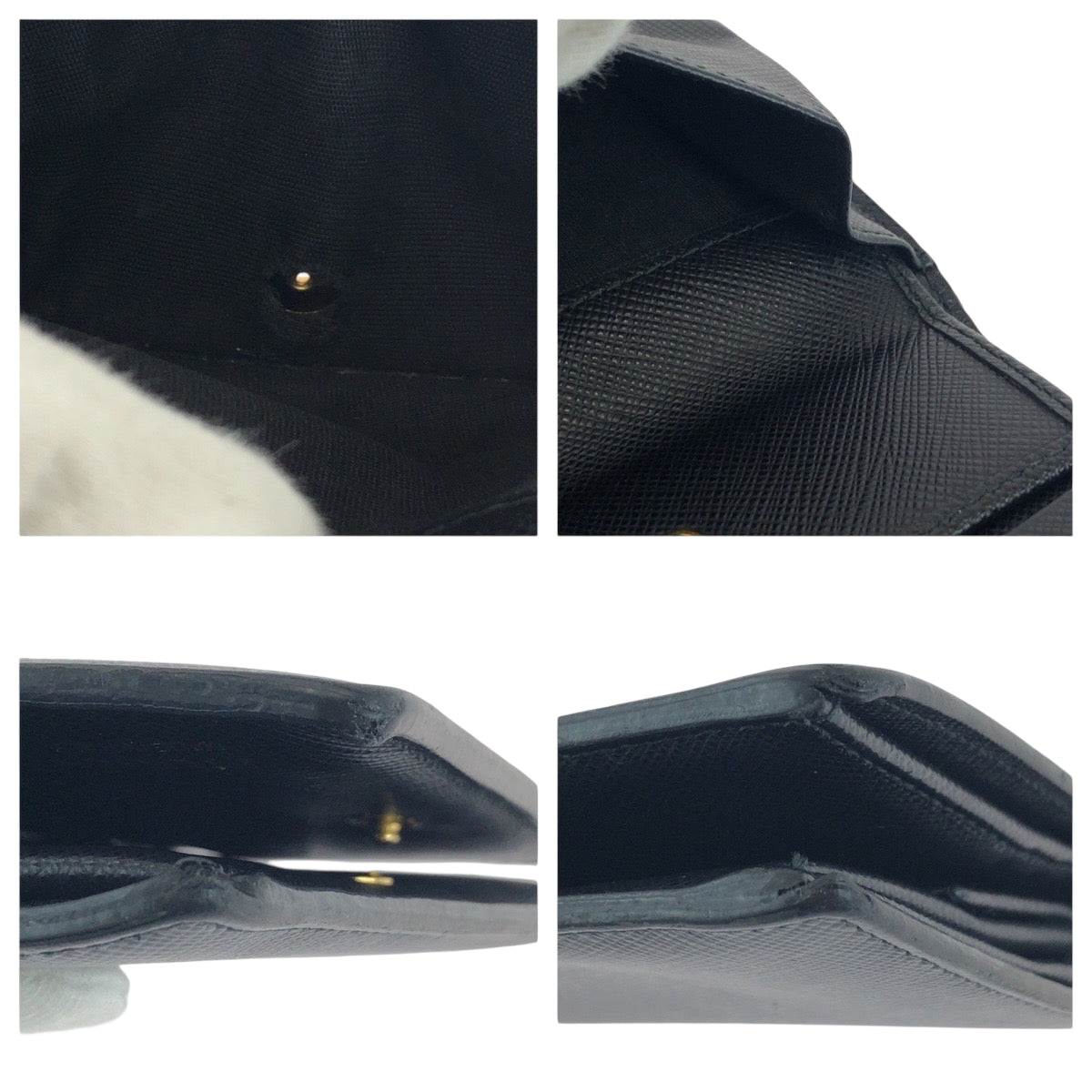 PRADA Bifold Wallet 1MV204 leather Black Black Metal Saffiano Shine logo