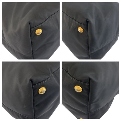 PRADA Tote Bag Nylon Black GoldMetal Test Triangle With logo
