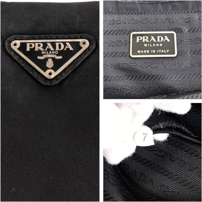 PRADA Tote Bag Nylon Black SilverMetal Test Triangle With logo