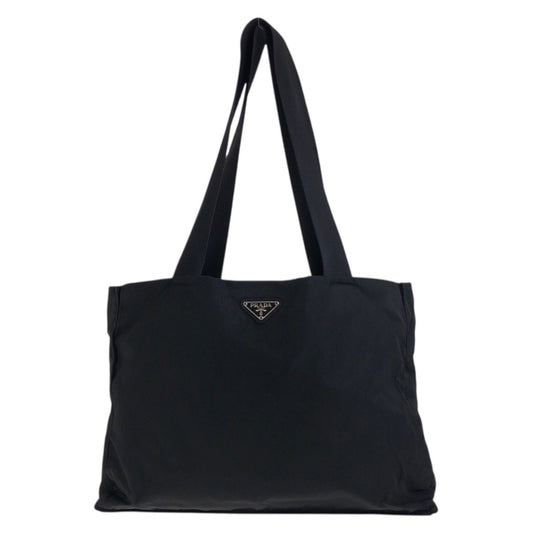 PRADA Tote Bag Nylon Black SilverMetal Test Triangle With logo