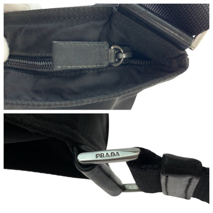 PRADA Shoulder Bag Nylon Black SilverMetal Test Triangle With logo