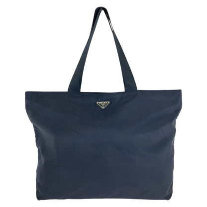 PRADA Tote Bag Nylon Navy SilverMetal Test Triangle With logo