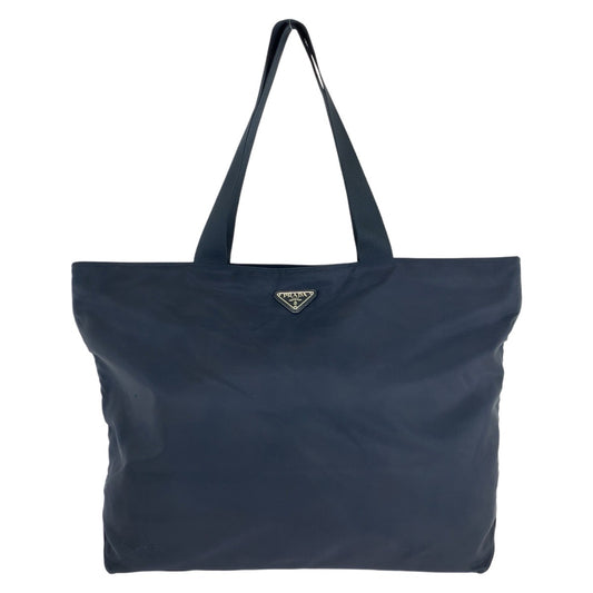 PRADA Tote Bag Nylon Navy SilverMetal Test Triangle With logo