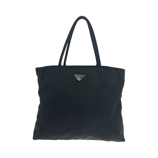 PRADA Tote Bag Nylon Black Silver Metal Test Triangle With logo