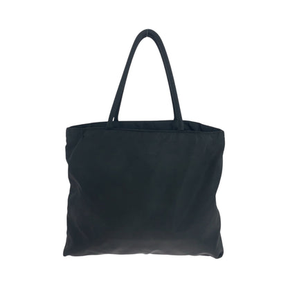PRADA Tote Bag Nylon Black Silver Metal Test Triangle With logo