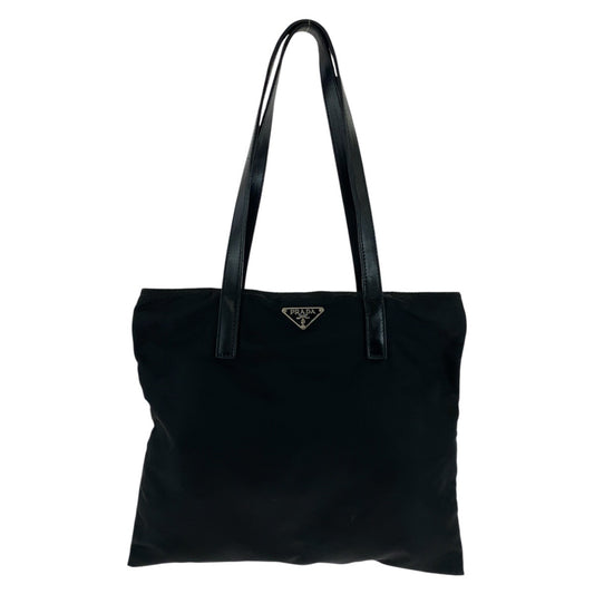 PRADA Tote Bag Nylon Black SilverMetal Test Triangle With logo