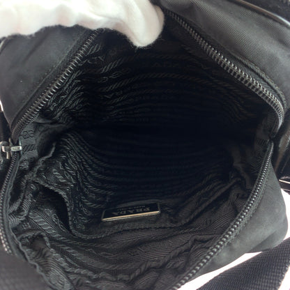PRADA Shoulder Bag Nylon Black SilverMetal Test Triangle With logo