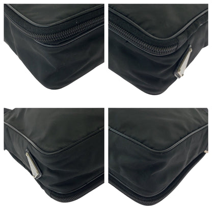 PRADA Shoulder Bag Nylon Black SilverMetal Test Triangle With logo