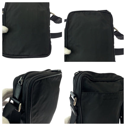 PRADA Shoulder Bag Nylon Black SilverMetal Test Triangle With logo