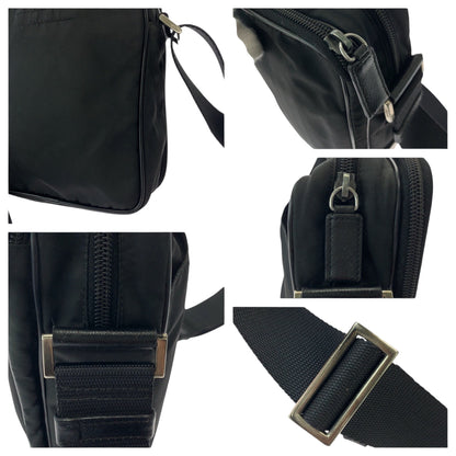 PRADA Shoulder Bag Nylon Black SilverMetal Test Triangle With logo