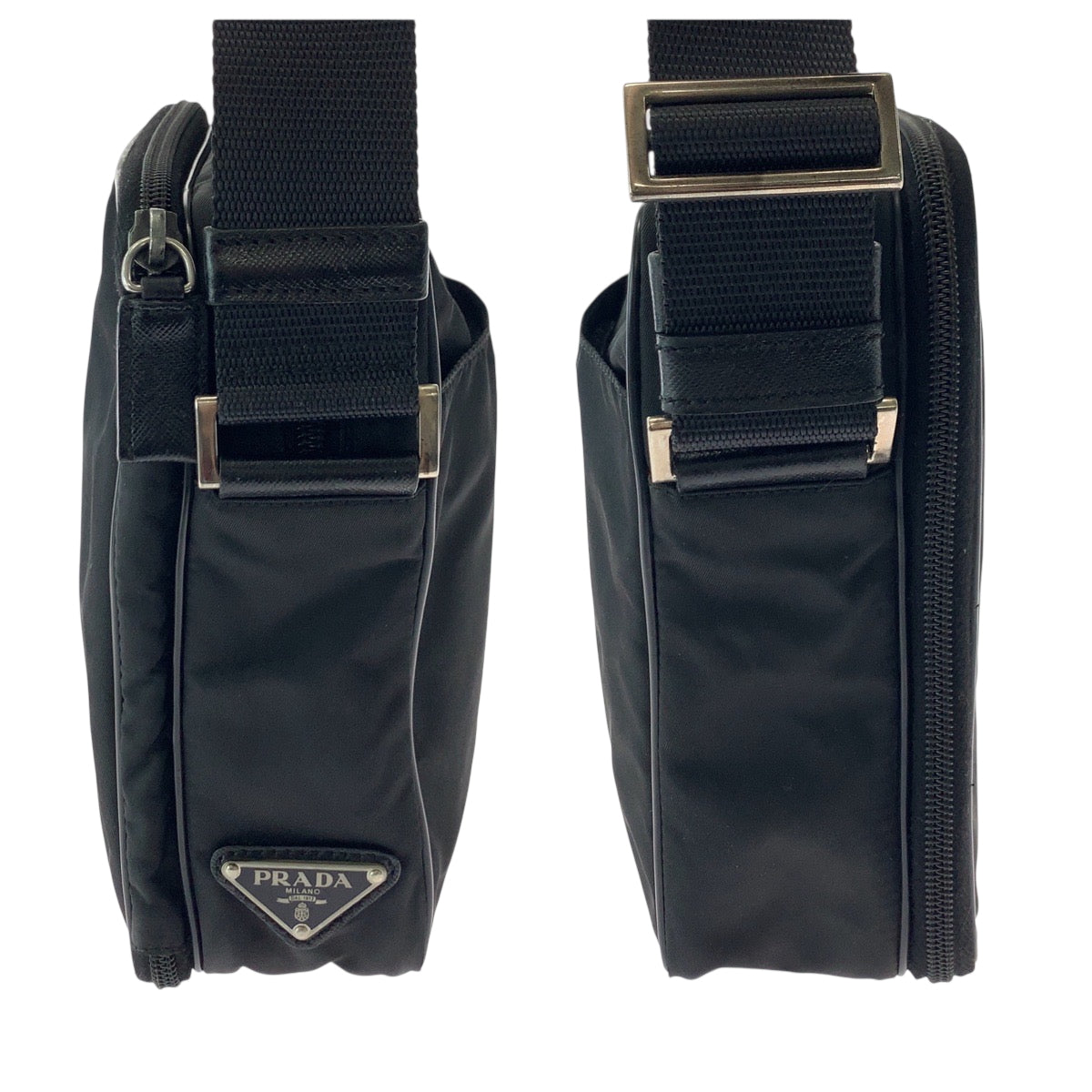 PRADA Shoulder Bag Nylon Black SilverMetal Test Triangle With logo
