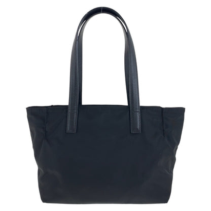 PRADA Tote Bag Nylon Black SilverMetal Testo Saffiano Triangle With logo
