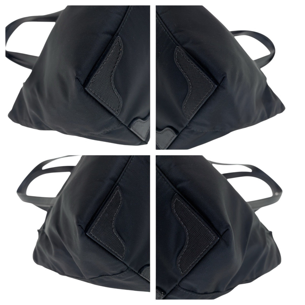 PRADA Tote Bag Nylon Black SilverMetal Testo Saffiano Triangle With logo