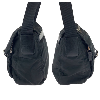 PRADA Shoulder Bag BT8994 Nylon Black SilverMetal Test Triangle With logo