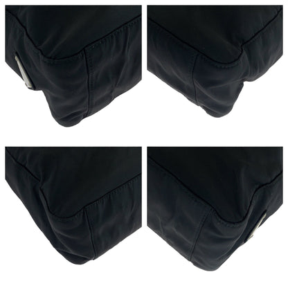 PRADA Tote Bag Nylon Black SilverMetal Test Triangle With logo