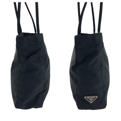 PRADA Tote Bag Nylon Black SilverMetal Test Triangle With logo