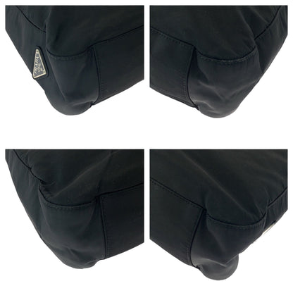 PRADA Tote Bag Nylon Black SilverMetal Test Triangle With logo
