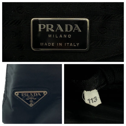 PRADA Tote Bag Nylon Black SilverMetal Test Triangle With logo