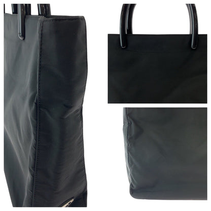 PRADA Tote Bag Nylon Black SilverMetal Test Triangle With logo