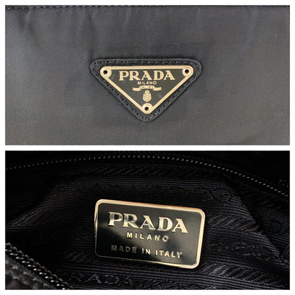 PRADA Tote Bag Nylon Black SilverMetal Test Triangle With logo