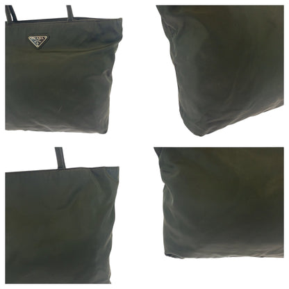 PRADA Tote Bag Nylon Khaki SilverMetal Test Triangle With logo