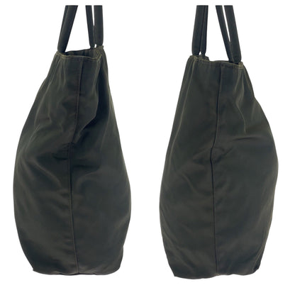 PRADA Tote Bag Nylon Khaki SilverMetal Test Triangle With logo