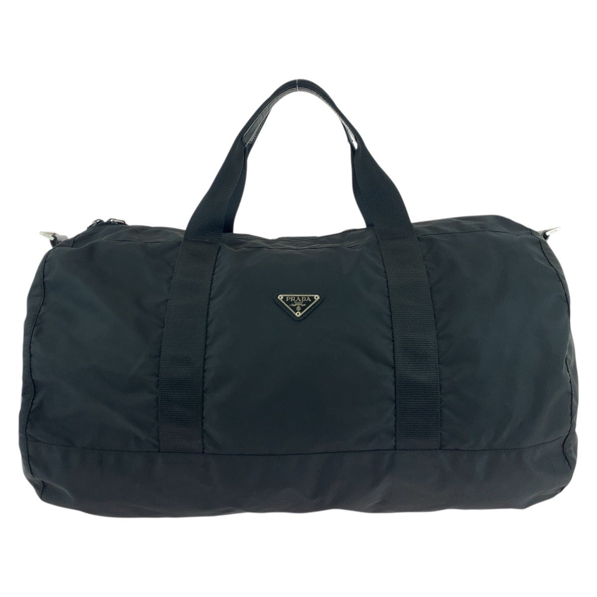 PRADA Boston Duffel bag Nylon Black SilverMetal Test Triangle With logo
