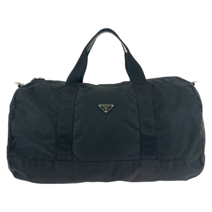 PRADA Boston Duffel bag Nylon Black SilverMetal Test Triangle With logo