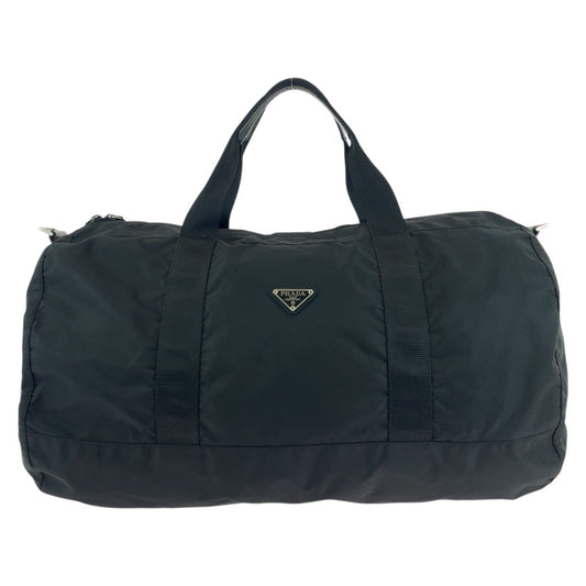PRADA Boston Duffel bag Nylon Black SilverMetal Test Triangle With logo