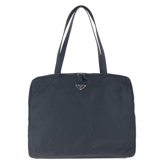 PRADA Business bag Nylon Black SilverMetal Test Triangle With logo