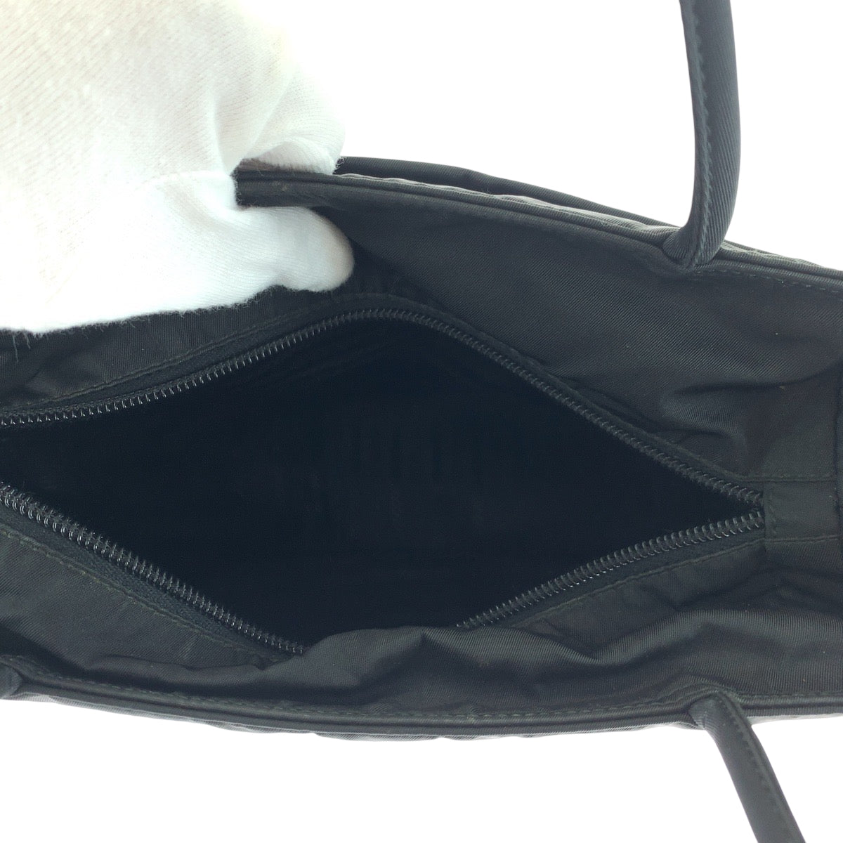 PRADA Handbag Nylon Black SilverMetal Test Triangle With logo