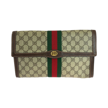 GUCCI Clutch bag GG Supreme Canvas Beige Brown Gold Metal Gucci Perfume Sherry Line