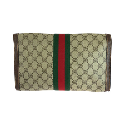 GUCCI Clutch bag GG Supreme Canvas Beige Brown Gold Metal Gucci Perfume Sherry Line
