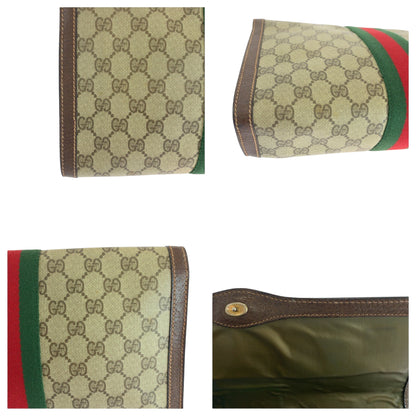 GUCCI Clutch bag GG Supreme Canvas Beige Brown Gold Metal Gucci Perfume Sherry Line