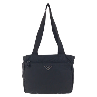 PRADA Tote Bag Nylon Black SilverMetal Test Triangle With logo
